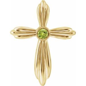 Pendentif croix en péridot naturel jaune 14 carats