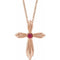 Collier croix en or rose 14 carats et rubis naturel, 40-45 cm