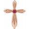 Pendentif croix en or rose 14 carats avec rubis de laboratoire