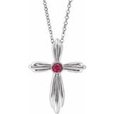 Collier croix en argent sterling et rubis naturel, 40-45 cm