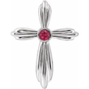 Pendentif croix en platine et rubis naturel
