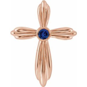 Pendentif croix en saphir rose 14 carats de laboratoire