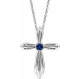 Collier croix en platine et saphir de laboratoire, 40-45 cm
