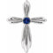 Pendentif croix en or blanc 14 carats et saphir bleu naturel