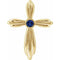 Pendentif croix en or jaune 14 carats et saphir bleu naturel