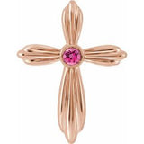 Pendentif croix en tourmaline rose naturelle 14 carats