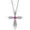 Collier croix en argent sterling et tourmaline rose naturelle, 40-45 cm