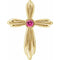 Pendentif croix en or jaune 14 carats et tourmaline rose naturelle