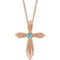 Collier croix en or rose 14 carats et zircon bleu naturel, 40-45 cm