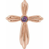 Pendentif croix en alexandrite naturelle rose 14 carats
