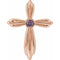 Pendentif croix en alexandrite rose 14 carats de synthèse