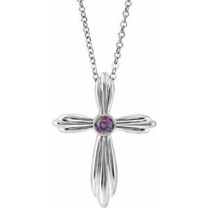 Collier croix en alexandrite naturelle blanche 14 carats, 40-45 cm