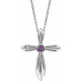 Collier croix en alexandrite de synthèse platine 16-18 pouces