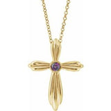 Collier croix en alexandrite naturelle jaune 14 carats, 40-45 cm