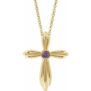 Collier croix en alexandrite jaune 14 carats cultivée en laboratoire, 40-45 cm