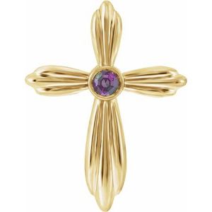 Pendentif croix en alexandrite jaune 14 carats de synthèse