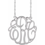 Collier monogramme 18 pouces (45,7 cm) en or blanc 10 carats, diamants naturels de 0,02 carat, 25 mm, initiales (3 initiales).