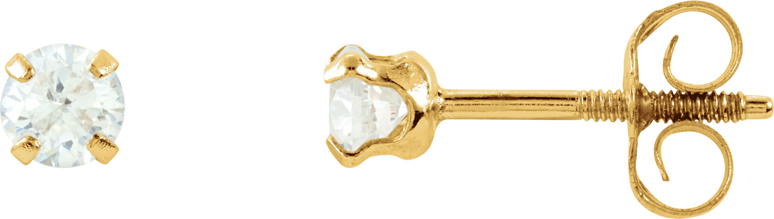 Boucles d'oreilles puces rondes à 4 griffes pour jeunes