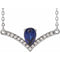 Collier en platine, saphir bleu naturel et diamants naturels (0,06 carat au total), 40,6 cm (16 pouces).