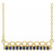 Collier barre 16 pouces en or jaune 14 carats et saphir bleu naturel, inspiré de l'infini