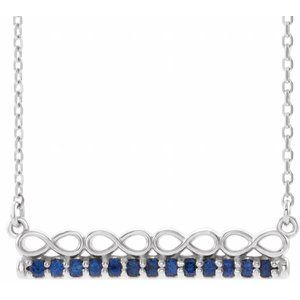 Collier en platine et saphir bleu naturel, inspiré de l'infini, de 40 cm (16 pouces).