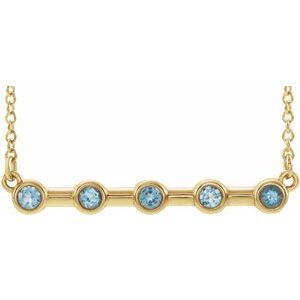 Collier avec barrette sertie clos d'aigue-marine naturelle jaune 14 carats, 45,7 cm (18 pouces).