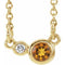 Collier de 40 cm (16 pouces) en or 14 carats avec citrine naturelle jaune et diamants naturels (0,02 carat au total).