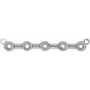 Centre de collier en or blanc 14 carats, serti clos rond de 2 mm, barrette