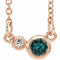 Collier semi-serti de 40 cm (16 pouces) en or rose 14 carats, alexandrite naturelle et diamants naturels (0,02 carat au total).