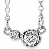 Collier en platine serti de diamants naturels (1/8 carat au total) de 40 cm (16 pouces).