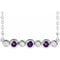 Collier en argent sterling serti clos d'améthyste naturelle et de diamants naturels (0,08 carat au total), 40-45 cm