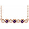 Collier en or 14 carats serti clos d'améthyste rose naturelle et de diamants naturels (0,08 carat au total), 40-45 cm