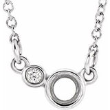 Collier semi-serti de 40 cm (16 pouces) en or blanc 14 carats, serti de diamants naturels ronds de 3 mm (0,02 carat au total)
