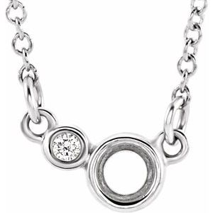 Collier semi-serti en platine, 40,6 cm (16 pouces), serti de diamants naturels ronds de 3 mm (0,02 carat au total).