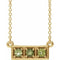 Collier trois pierres en péridot naturel jaune 14 carats, barrette de 40 à 45 cm