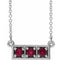Collier en argent sterling et rubis naturel à trois pierres, 40-45 cm