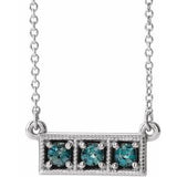 Collier trois pierres en alexandrite naturelle platine, 40-45 cm