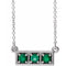 Collier trois pierres en argent sterling et émeraudes de laboratoire, 40-45 cm