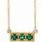 Collier trois pierres en or jaune 14 carats avec émeraude naturelle et barrette de 40 à 45 cm (16 à 18 pouces).