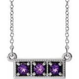 Collier trois pierres en or 14 carats avec améthyste naturelle blanche et trois pierres, 40-45 cm