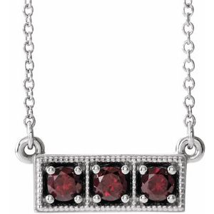 Collier en argent sterling et grenat naturel du Mozambique à trois pierres, 40-45 cm