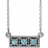 Collier en argent sterling avec trois pierres et zircon bleu naturel, 40-45 cm