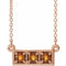 Collier trois pierres en or rose 14 carats avec citrine naturelle et barrette de 40 à 45 cm
