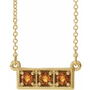 Collier trois pierres en citrine naturelle jaune 14 carats, 40-45 cm