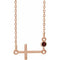 Collier croix latérale en or rose 14 carats et grenat naturel du Mozambique, 40-45 cm