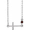 Collier en argent sterling avec grenat naturel du Mozambique et croix latérale 40-45 cm