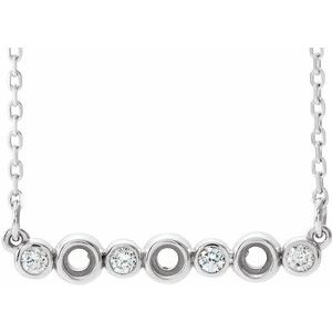 Collier en or blanc 14 carats serti clos semi-clos de diamants naturels (0,08 carat au total), 40 à 45 cm (16 à 18 pouces).