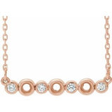 Collier en or rose 14 carats serti de diamants naturels semi-clos (0,08 carat au total), 40 à 45 cm (16 à 18 pouces).