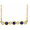 Collier en or jaune 14 carats serti clos d'un saphir bleu de laboratoire et de diamants naturels (0,08 carat au total), longueur 40-45 cm (16-18 pouces).