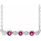 Collier en argent sterling serti clos de tourmaline rose naturelle et de diamants naturels (0,08 carat au total), 40-45 cm